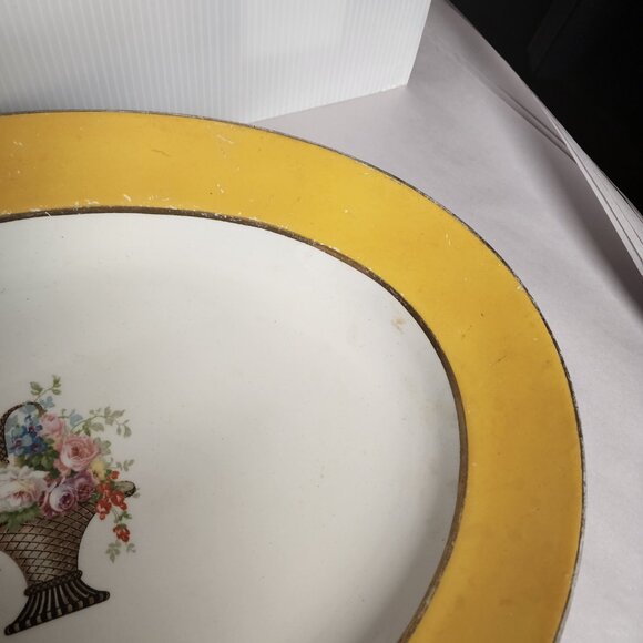 Vintage Johnson Bros. England oval platter with yellow band Dinnerware - Picture 4 of 6
